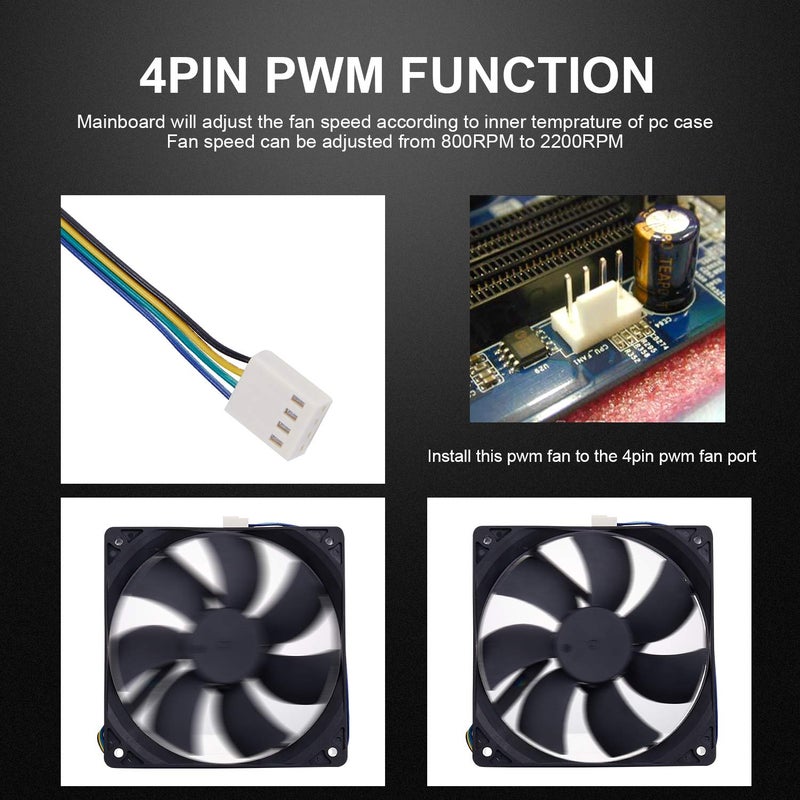 PANO-MOUNTS 120mm Computer PC CPU Fan 4Pin PWM High Performance 12V DC 120mm PC Computer Case Fan 800-2200RPM 40-75CFM - Image 4